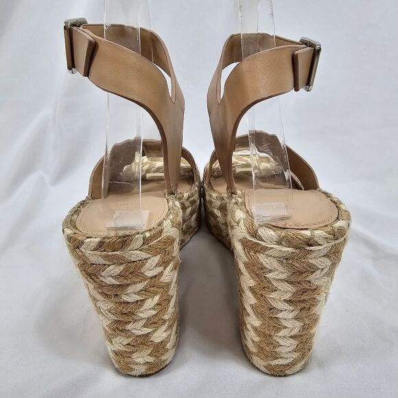 Sigerson Morrison Arien Platform Wedge Espadrille Sandals in Beige Nude - Size 7 - Picture 4 of 12